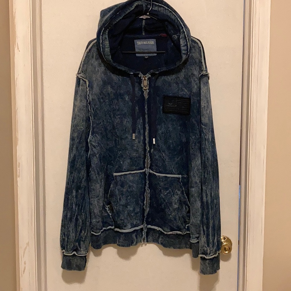 True Religion Mens 3XL Hoodie Tie Dye Distressed